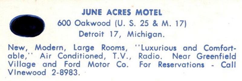 June Acres Motel (Oakwood Motel) - Vintage Postcard